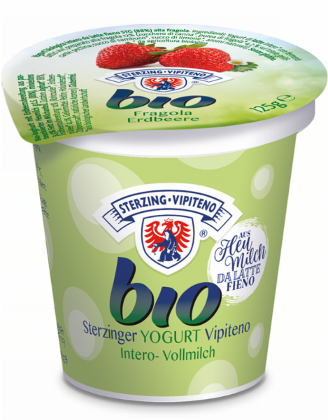 Fragola Yogurt intero da latte fieno Bio - 125g - Milchhof Sterzing