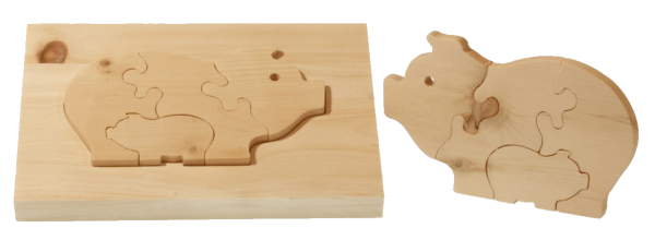 Puzzle aus Zirbenholz Motiv Schwein - 1St. - Schnalser Säge