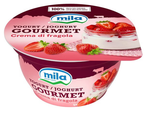 Joghurt Gourmet "Erdbeer-Creme" - 125g - Mila - Bergmilch Südtirol
