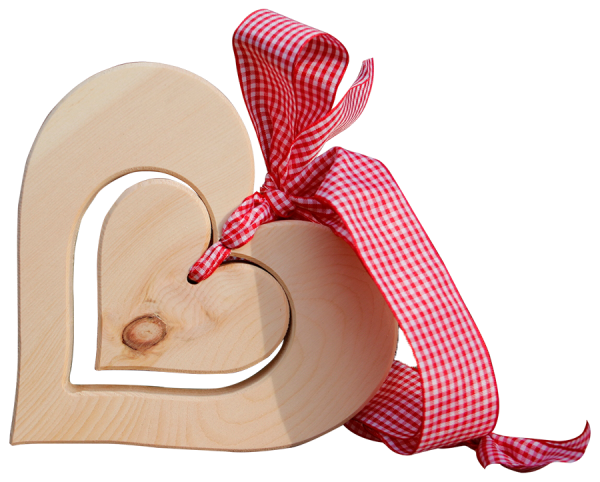 Doppelte Zirmherzen zum aufhängen mit rotem Band - 1St. - Schnalser Säge