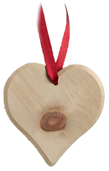 Cuore in cirmolo con nastro rosso di raso - 1Stck. - Schnalser Säge