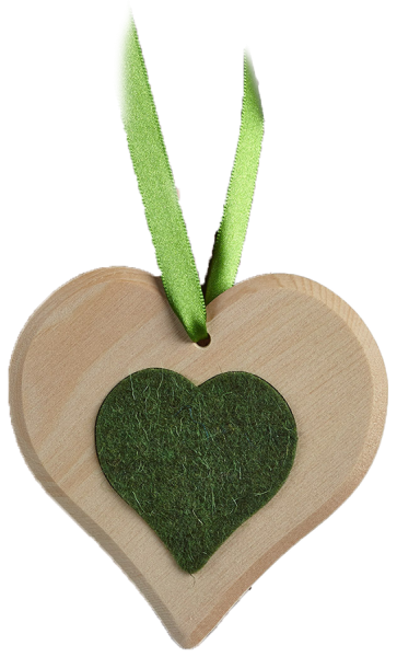 Cuore in cirmolo con inserto in feltro verde - 1Stck. - Schnalser Säge