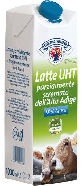 UHT Milch teilentrahmt 1,6% Fett - 1l - Milchhof Sterzing
