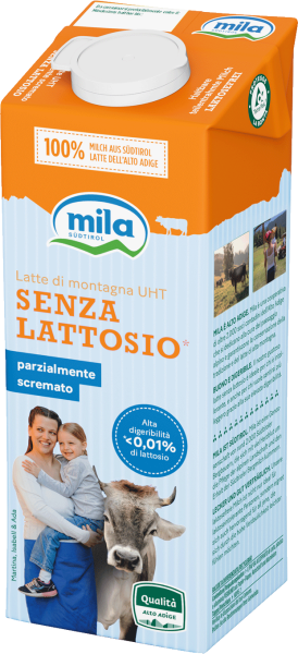 Latte senza lattosio parzialmente scremato UHT - 1l - Mila - Bergmilch Südtirol