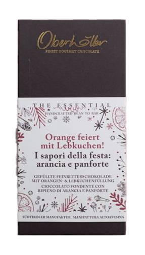Gefüllte Feinbitterschokolade mit Orange und Lebkuchen "Wintertraum" The Essential - 70g - Alois Lageder