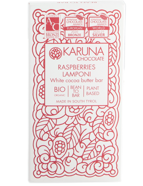 Weisse Schokolade mit Himbeeren Bio - 50g - Karuna