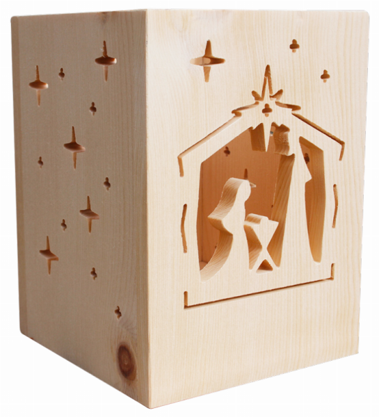 Windlicht Zirbe Krippenmuster - 1St. - Schnalser Säge