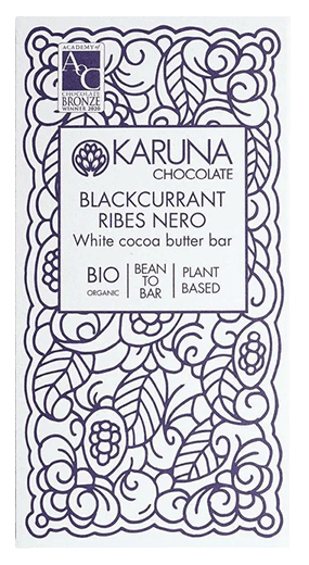 Weiße Schokolade mit schwarzen Johannisbeeren Bio - 50g - Karuna