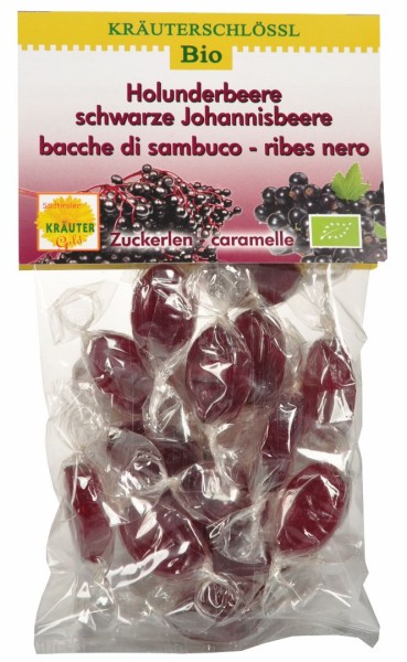 Caramelle bacche di sambucco e ribes nero Bio - 75g - Südtiroler Kräuterschlössl